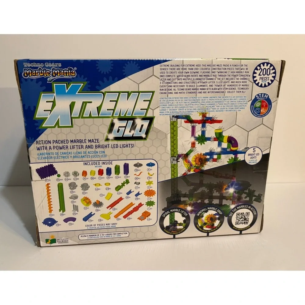The Learning Journey Techno Gears Marble Mania Extreme Glo STEM Toy 200+ Pcs